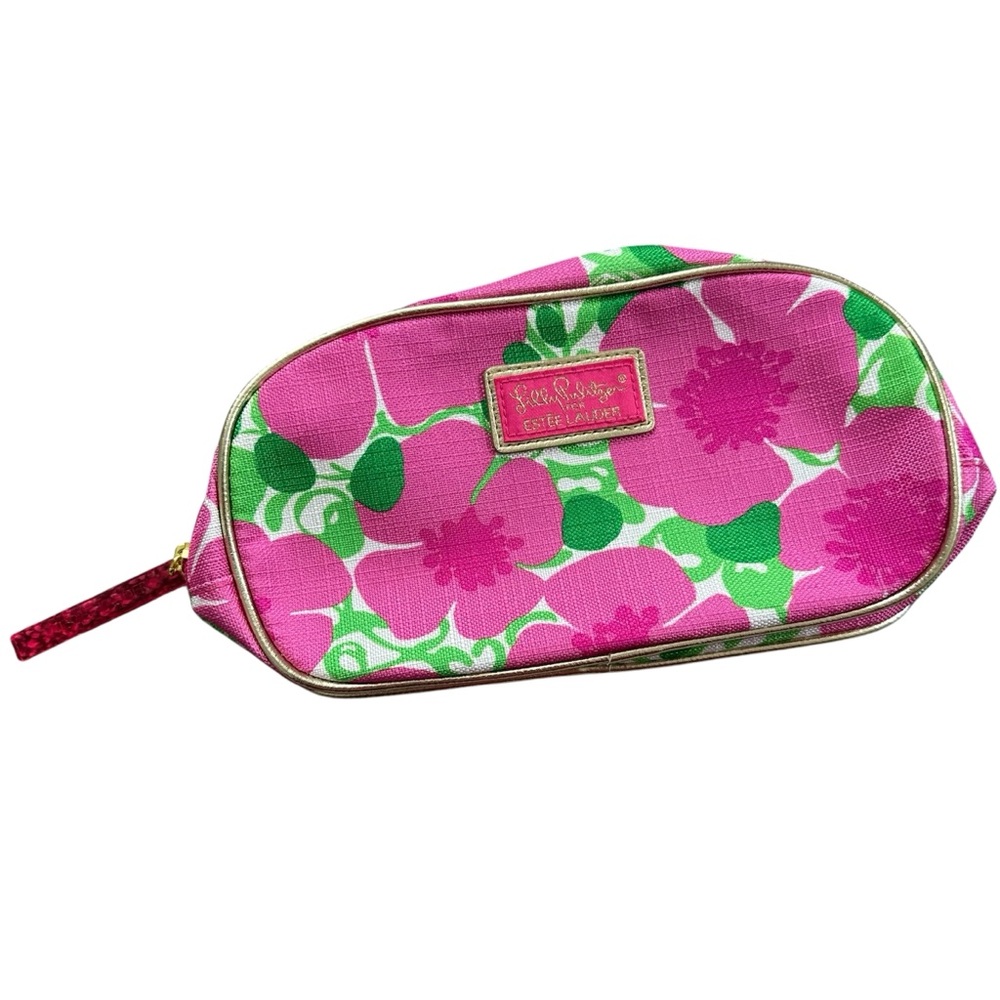 Lilly Pulitzer Estée Lauder Pink and Green Floral Cosmetic Bag 🩷💚🌸